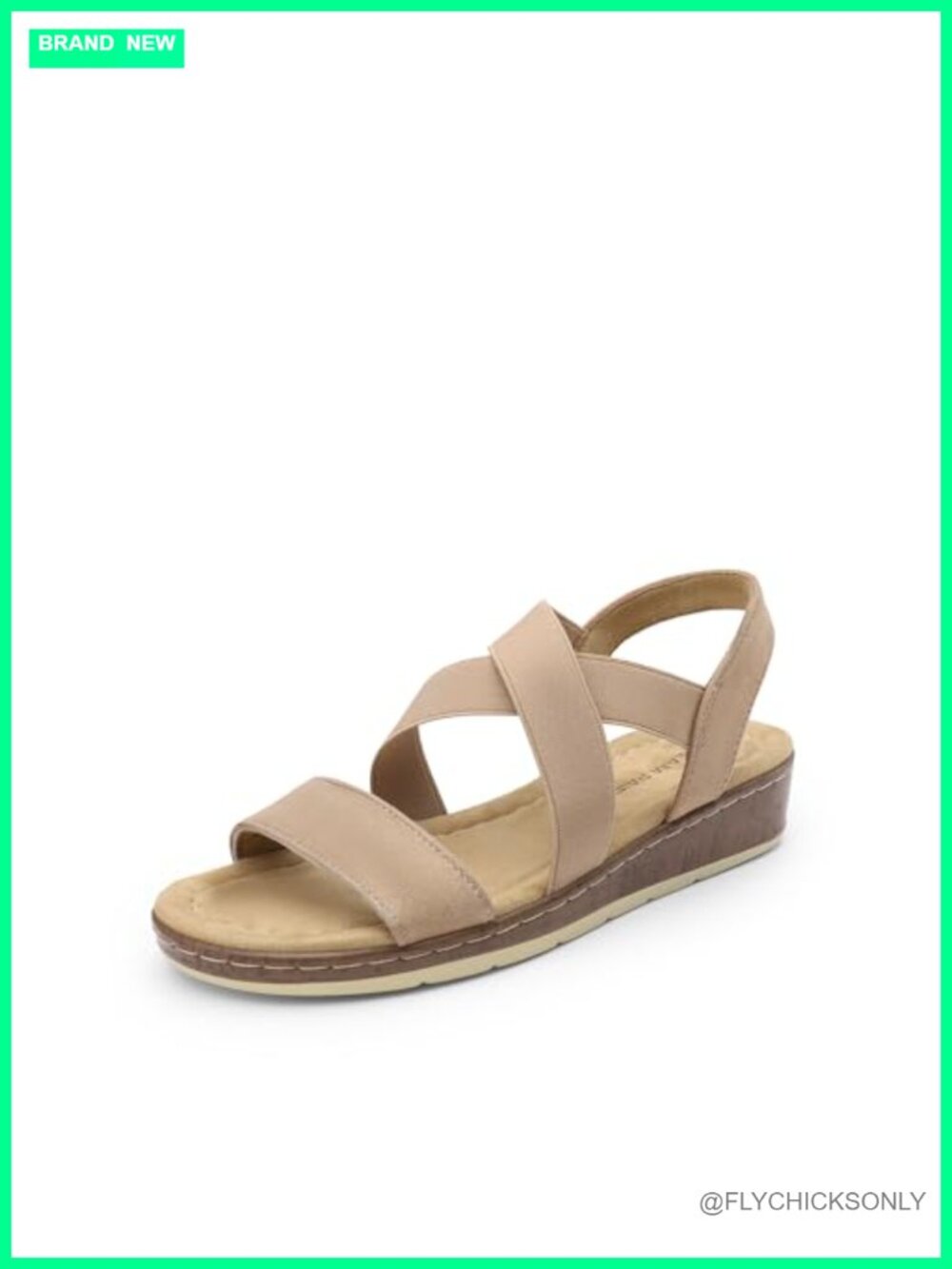 Women's Ankle Strap Low Wedge Sandals Faux Suede Open Toe Flat Casual